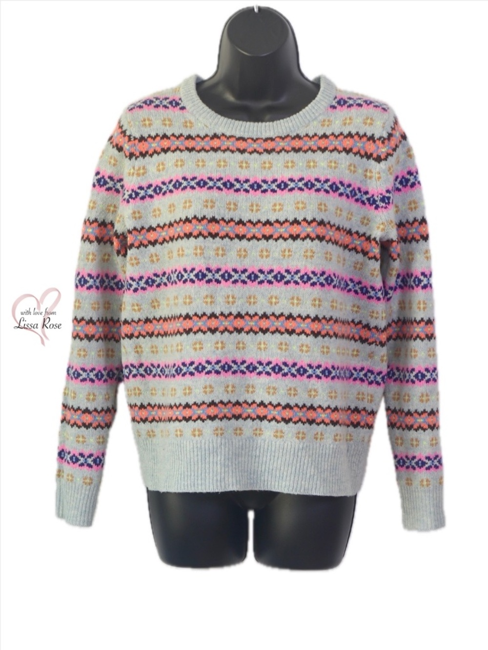 Unique Fairisle Sweater, Wool, Colorful, Neon, Abstract, Contrast (J. Crew)